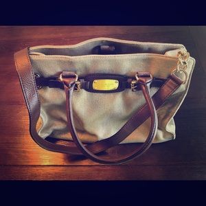 Michael Kors gold and brown leather purse